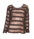 Black transparent stripes sequin embellished sweater