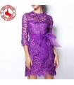 Purple lace bodycon dress