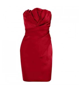 Folded stretch strapless hot red dress