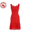 Red cutwork dress
