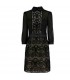 Long sleeve black graphic lace embroidery dress