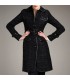 Wool and leather patchwork elegant slim coat