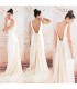 Ivory silk soft cotton lace train sexy back wedding dress