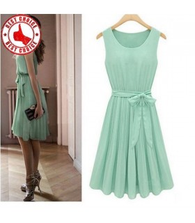 Mint green pleated dress