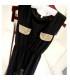 Noir poches embellis en mousseline de soie robe