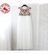 Lässige weiße bestickte Pailletten Kleid