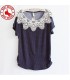 Lace flower blue doted top