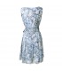 Blue flower print chiffon pleated dress