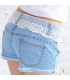 Denim with lace bordered shorts
