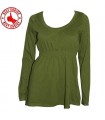 Green elastic waist cotton blouse