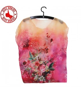 Antiwrinkle chiffon printed see through top