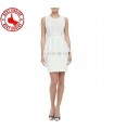 Lace flounced slim waist white dress