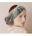Short chic birdcage veil wedding dress