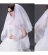 White elbow length double layer wedding veil