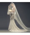 Romantic long embellished wedding veil