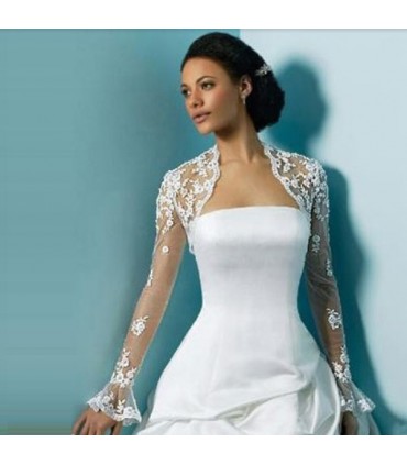 codice articolo E72 Bolero a maniche corte in pizzo per abito da sposa 