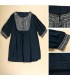 Ethnic embroidery linen dark blue top