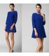 Blue casual loose three quarter arm dress