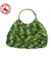 Green wool handmade bamboo handle bag