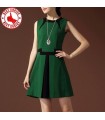 Grüne und schwarze Patchwork Kleid