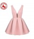 Light pink flare deep V-neck dress